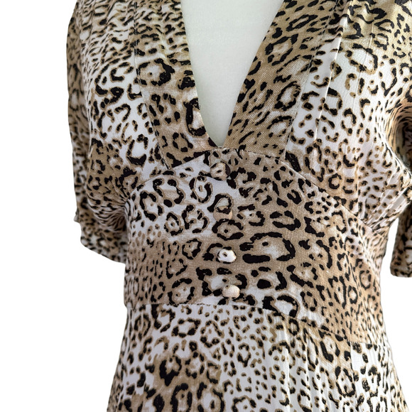 FAITHFULL THE BRAND Marie Louise Midi Dress Mila Animal Print Womens Size 4 - Picture 10 of 16
